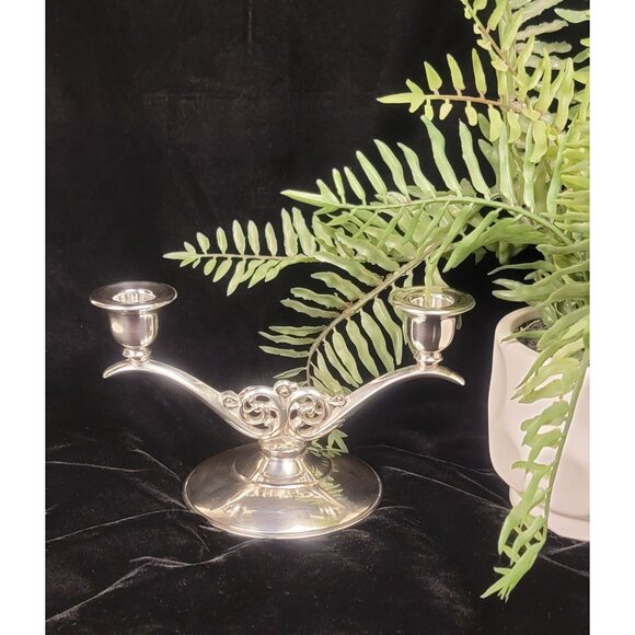 Vintage 1960s Oneida Silverplate Double Taper Candle Holder - Picture 12 of 14